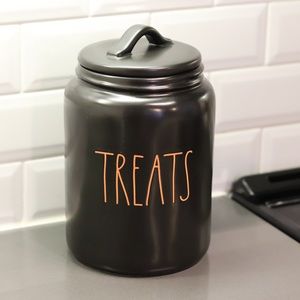 NEW RAE DUNN Black Halloween TREATS Ceramic Jar